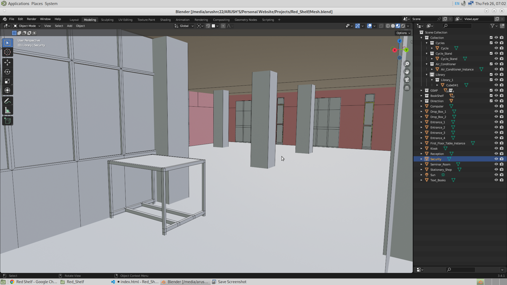 Ground floor reading room in Blender
