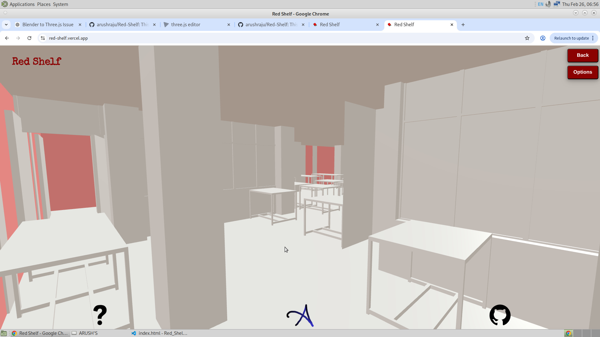 Ground floor reading room in Three.js