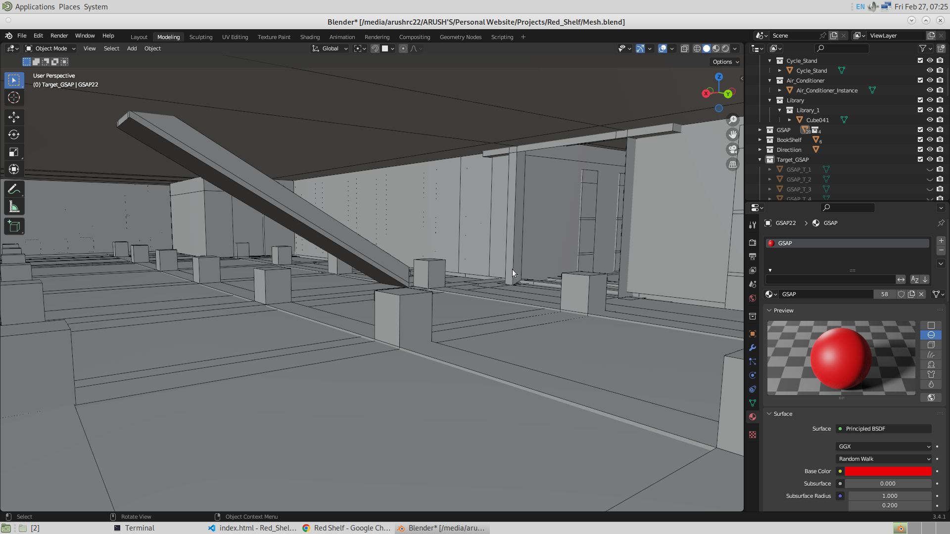 image of bookshelf in blender