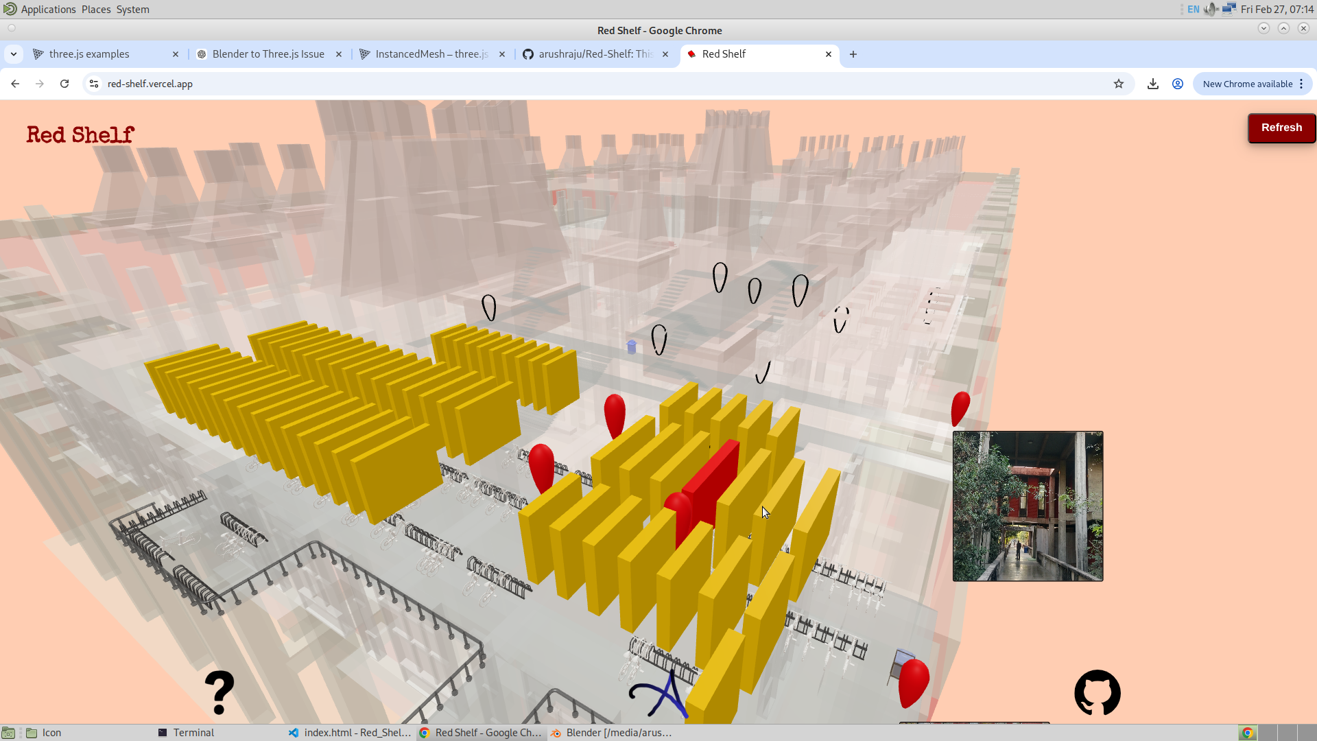 Image of the bookshelf at the start