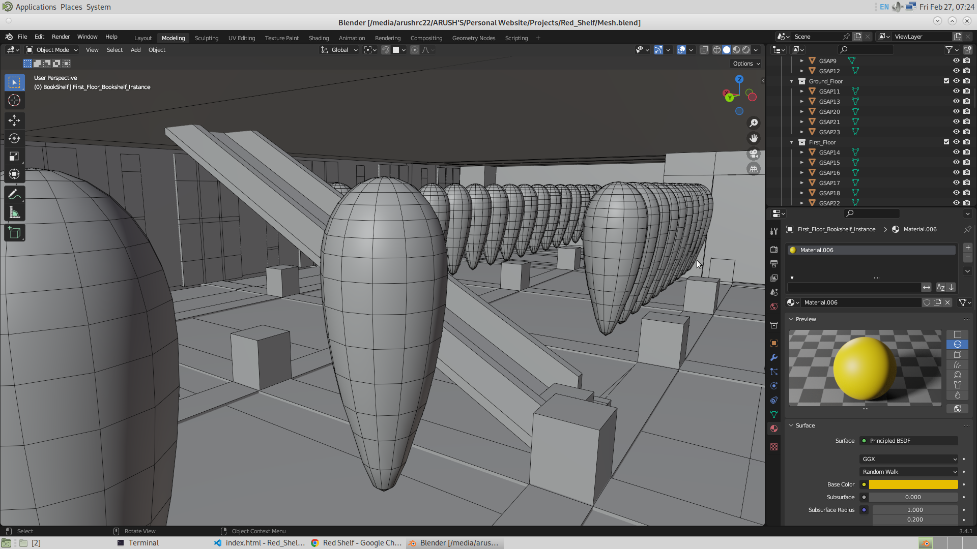 Image of all GSAP points on the first floor in Blender